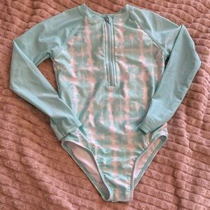 Wonder Nation Kids Swim One Piece - Light Blue with sleeves